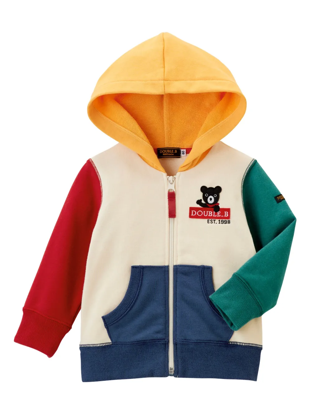 Miki House Kids' Logo-patch Zip-up Hoodie In Neutrals