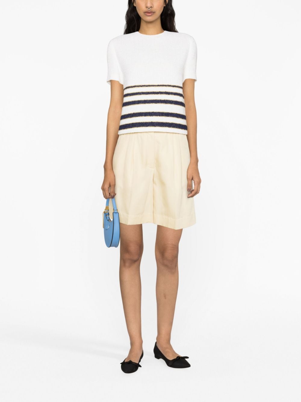 Valentino Garavani Mariniere striped tweed top - Wit