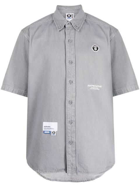 AAPE BY *A BATHING APE chambray logo-applique shirt Men