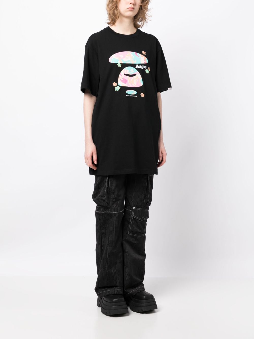 Shop Aape By A Bathing Ape Logo-print Cotton-jersey T-shirt In Schwarz