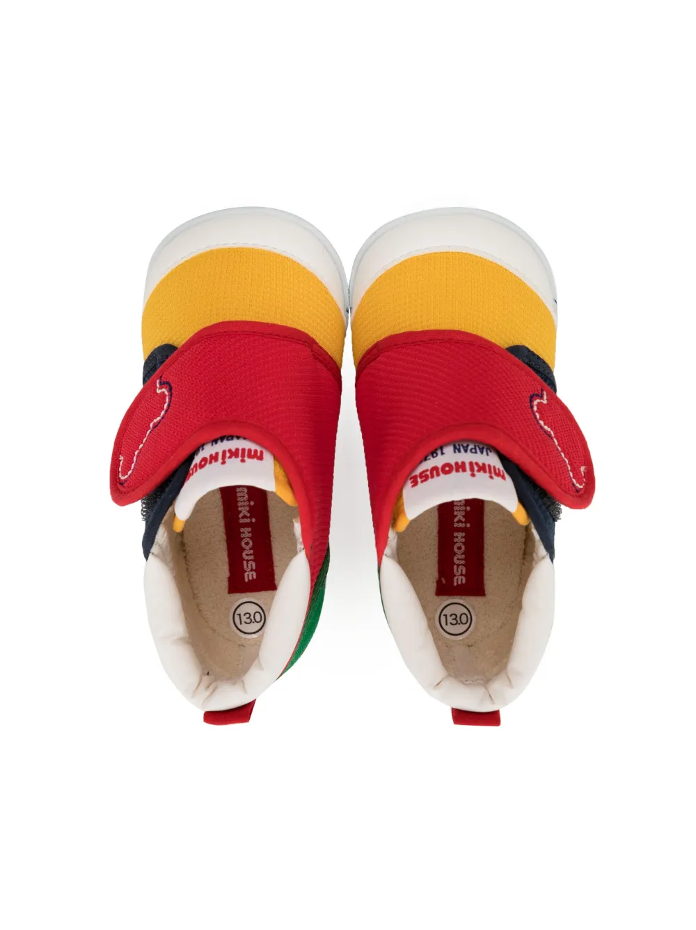 Miki House Colour-block Touch-strap Sneakers In Yellow