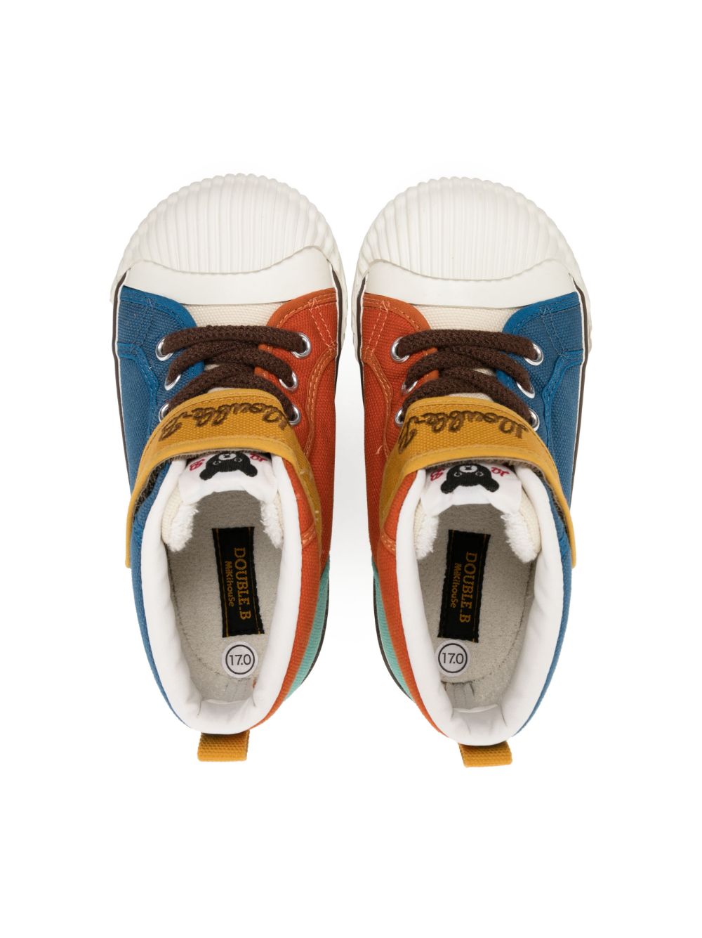 Shop Miki House Colour-block Touch-strap Sneakers In Blue