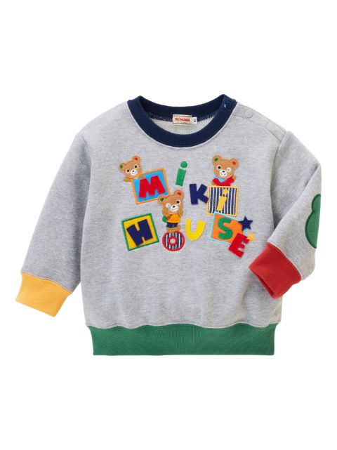Miki House logo-embroidered cotton sweater