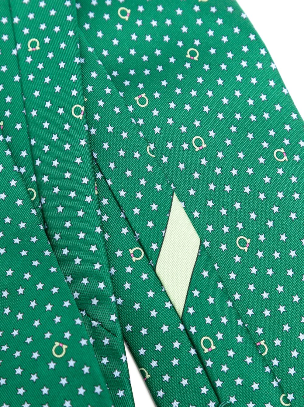 Ferragamo Star-print silk tie - Groen