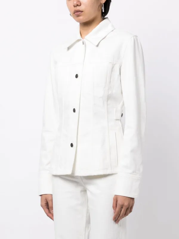 Fitted white jean jacket best sale