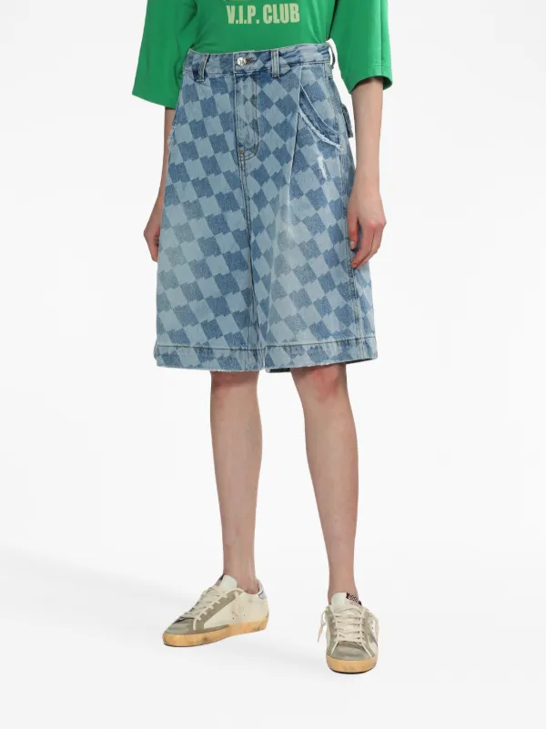 Ader Error ダメージ チェッカー ショートパンツ | ブルー | FARFETCH JP