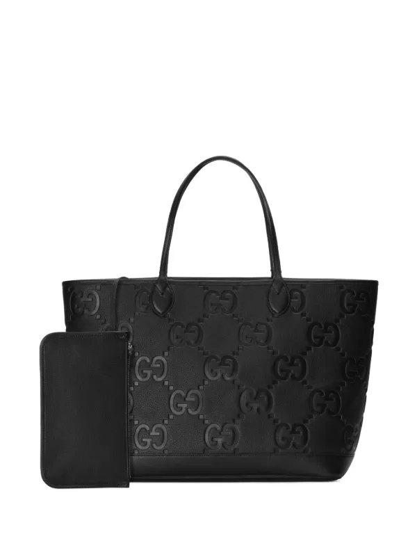 Jumbo GG Large Leather Tote Bag in Black - Gucci