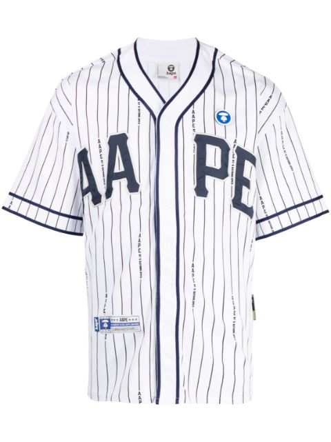 AAPE BY *A BATHING APE logo-patch striped cotton shirt Men