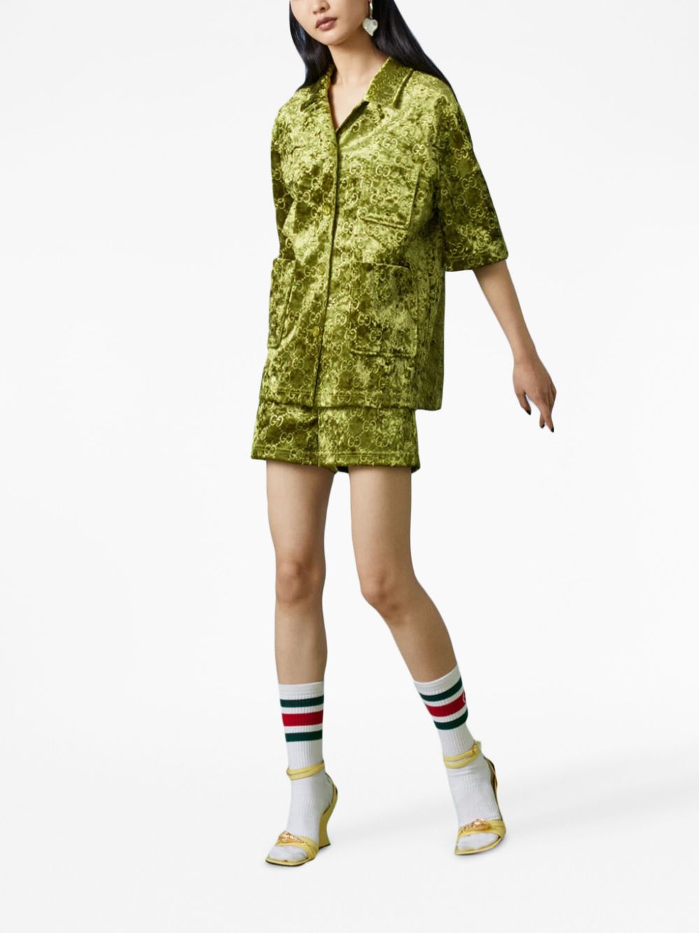 Gucci Bowlingshirt met print - Groen