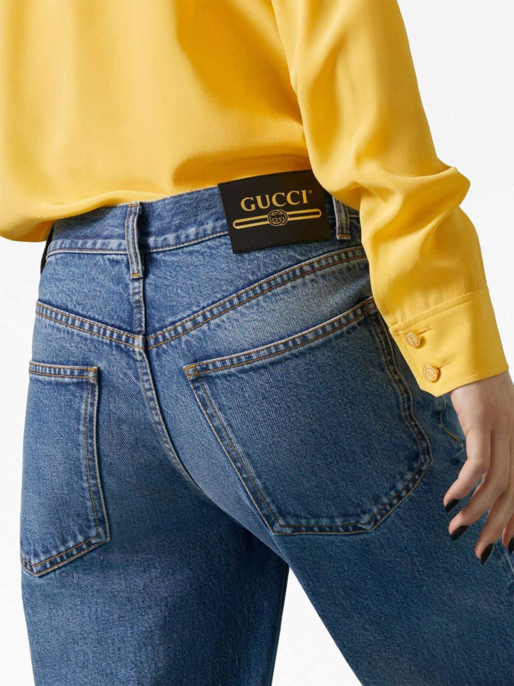 Shop Gucci Straight-leg Washed Jeans In Blue