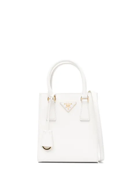 Prada triangle-logo leather tote bag