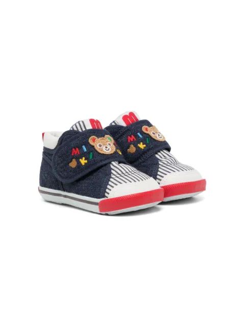 Miki House embroidered touch-strap sneakers