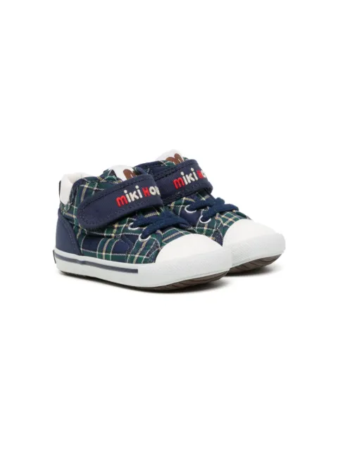 Miki House check-print touch-strap sneakers