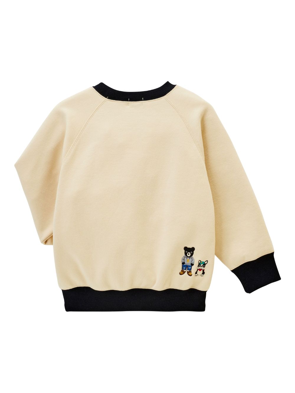 Shop Miki House Bear-embroidered Cotton Sweatshirt In Nude