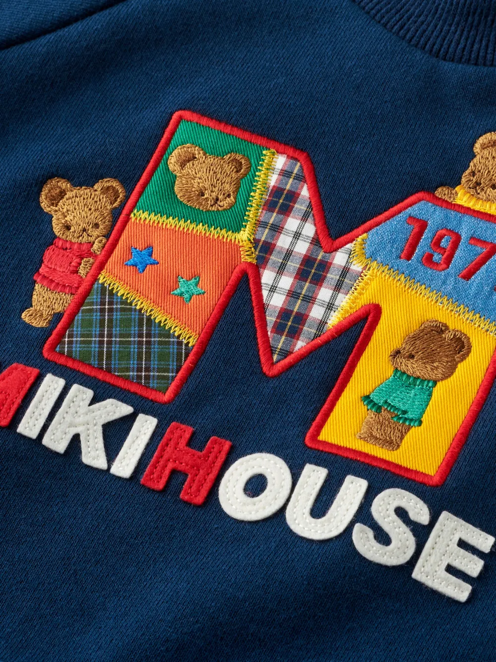 Miki House Bear-motif Knitted Sweatshirt In Blue