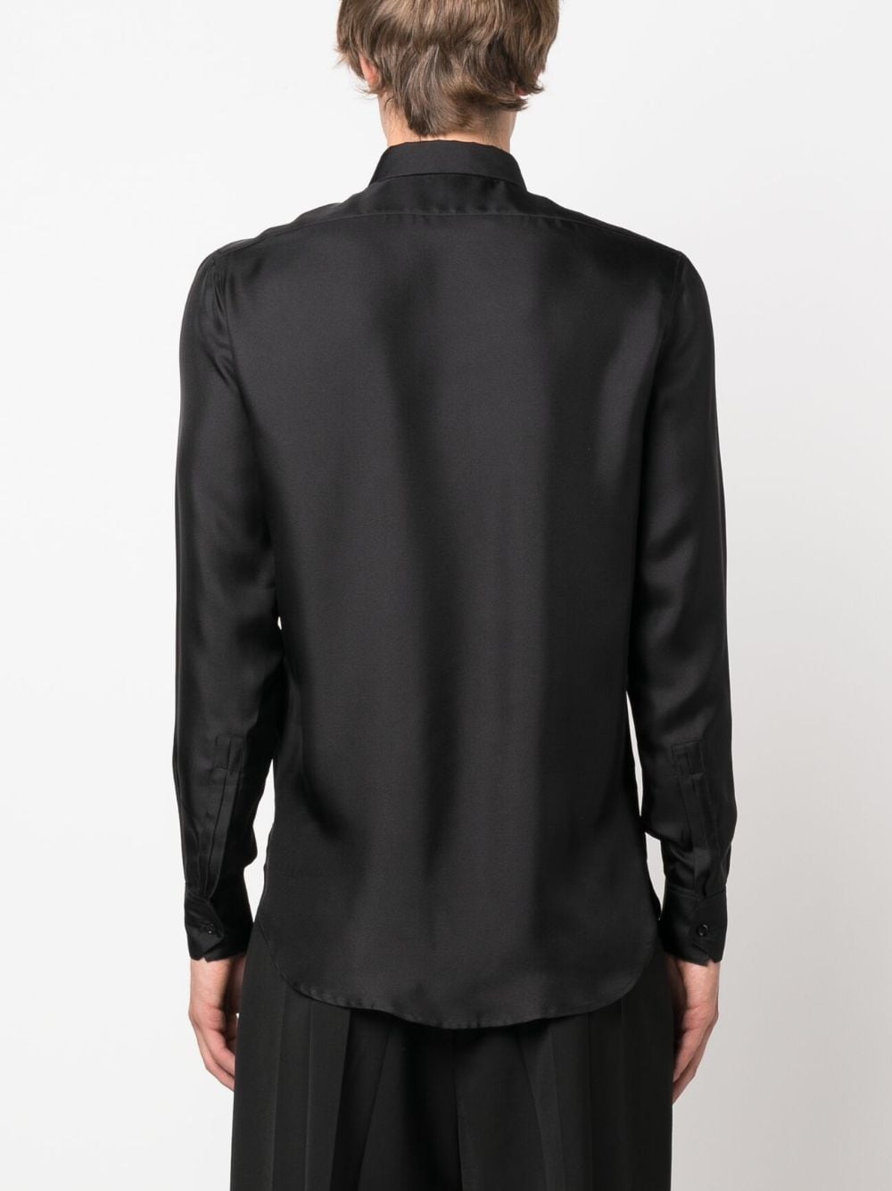 Shop Modes Garments Buttoned Silk Shirt In Black