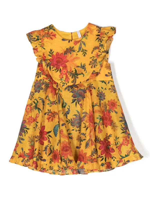 ZIMMERMANN Kids フローラル ノースリーブ ワンピース | イエロー 