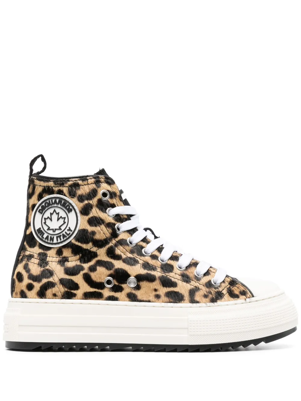 Shop Dsquared2 Leopard-print High-top Sneakers In Brown