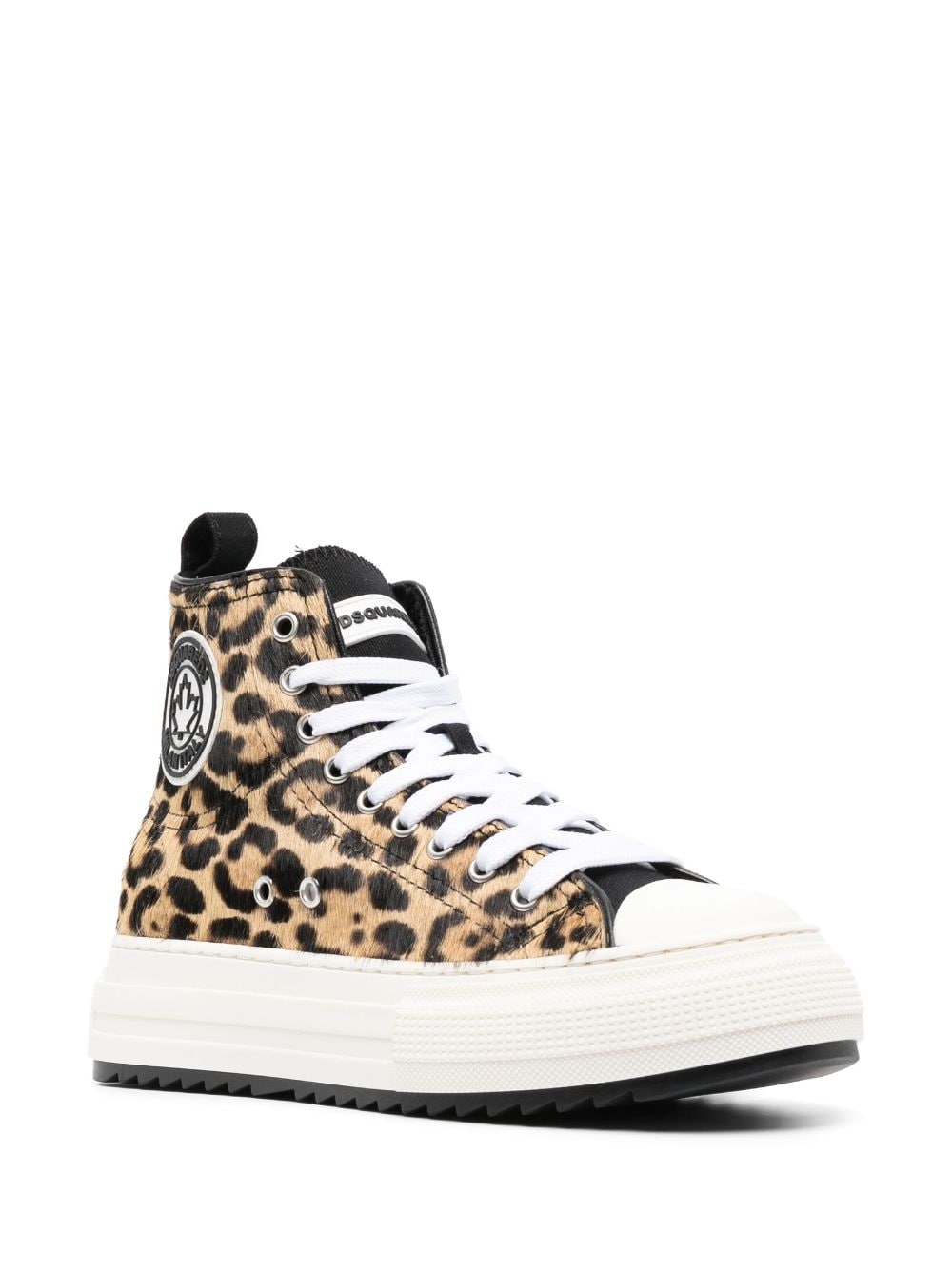Shop Dsquared2 Leopard-print High-top Sneakers In Brown