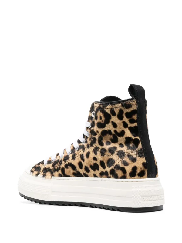 DSQUARED2 レオパード ハイカットスニーカー | ブラウン | FARFETCH JP
