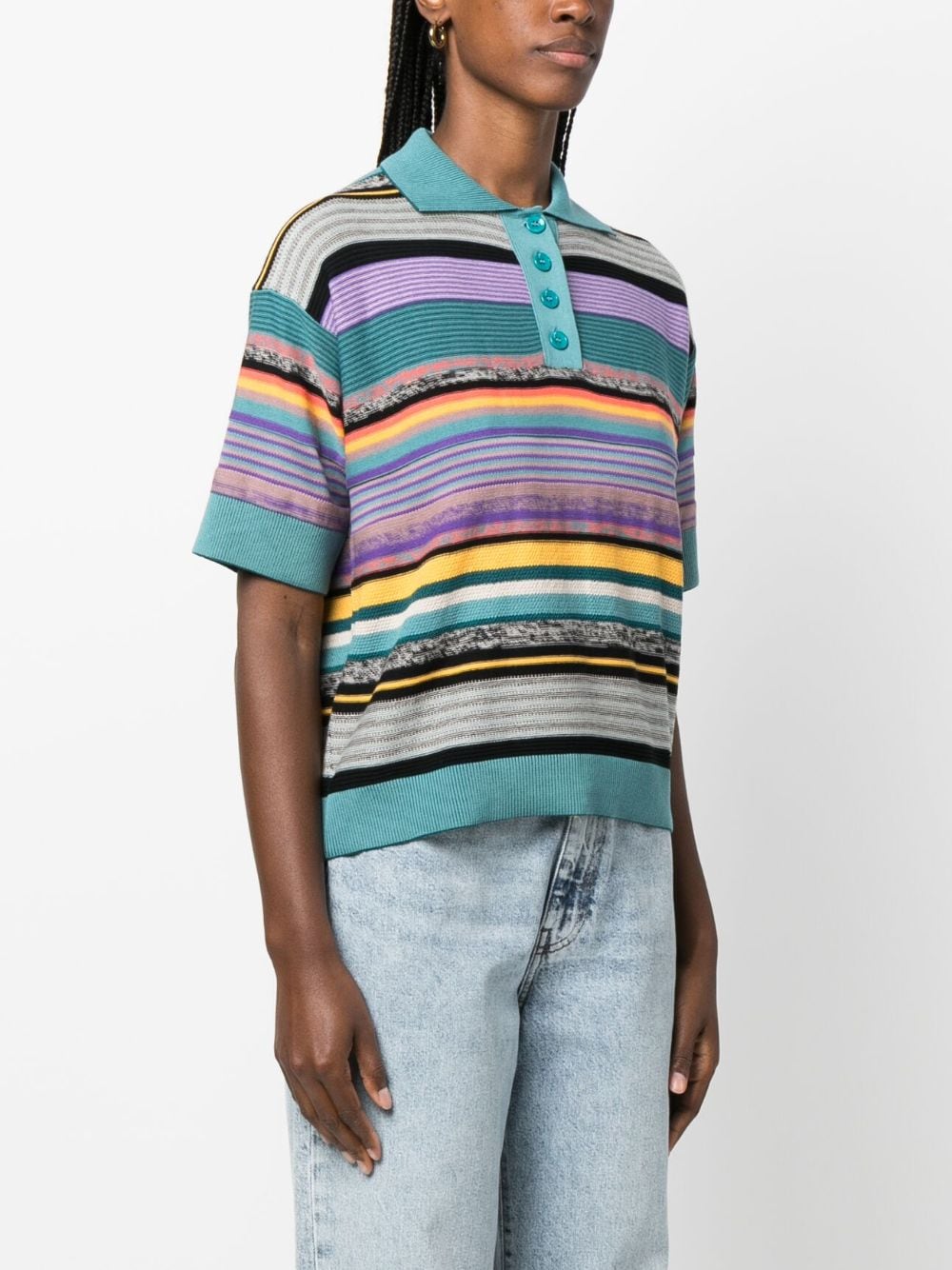 Shop Ps By Paul Smith Glass Stripe Organic Cotton Polo Shirt In Blue