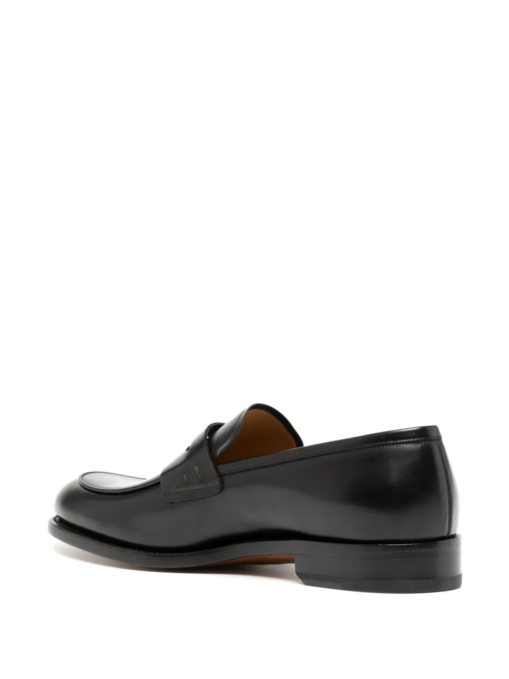 Ferragamo Almond-toe Leather Loafers In Black