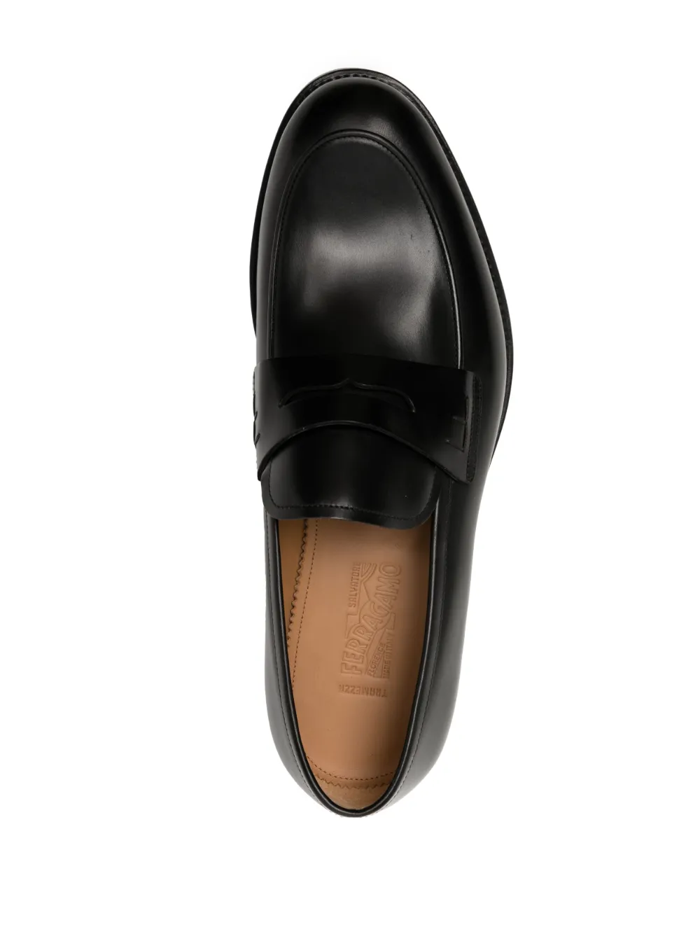 Ferragamo Almond-toe Leather Loafers In Black