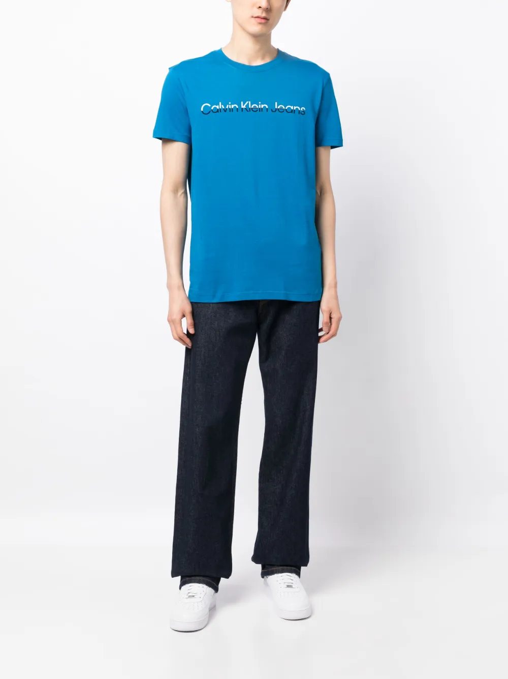 Calvin Klein logo-print crew-neck T-shirt - Blauw