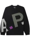 A.P.C. logo-intarsia merino-wool sweater - Black