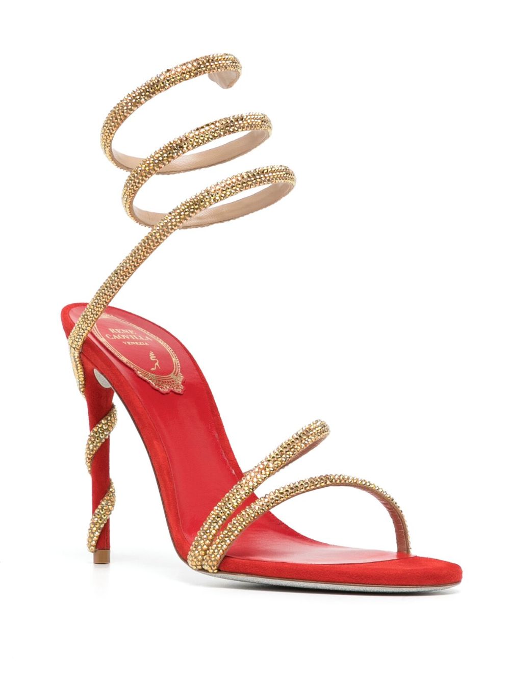 René Caovilla Margot 100mm leather sandals - Rood