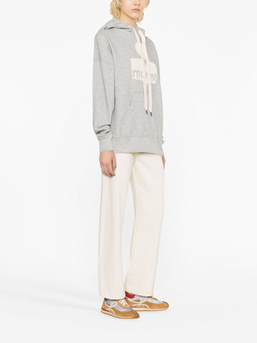 Shop Marant Etoile Mansel Logo-print Hoodie In Grey