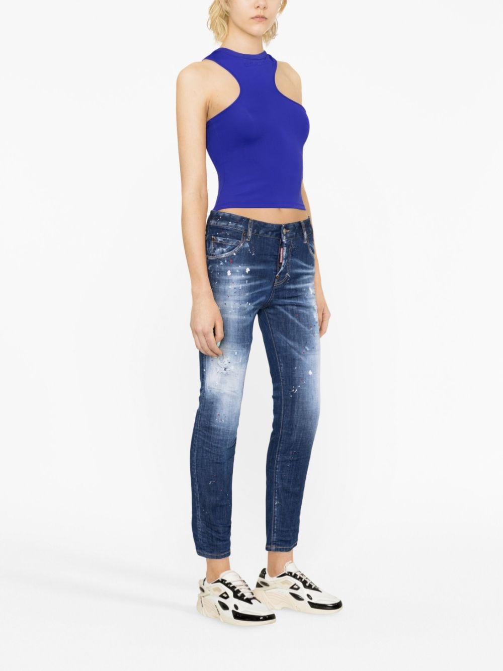 Shop Dsquared2 Bleached Skinny Jeans In Blue