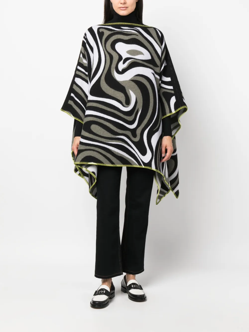 PUCCI Asymmetrische poncho - Groen