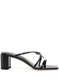 BY FAR front-tie 65mm sandals - Black