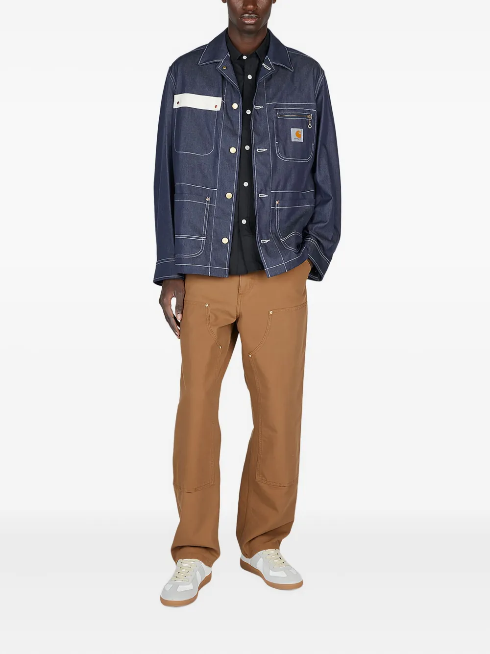 Junya Watanabe MAN x Carhartt rugbyshirt met zak en korte mouwen Zwart