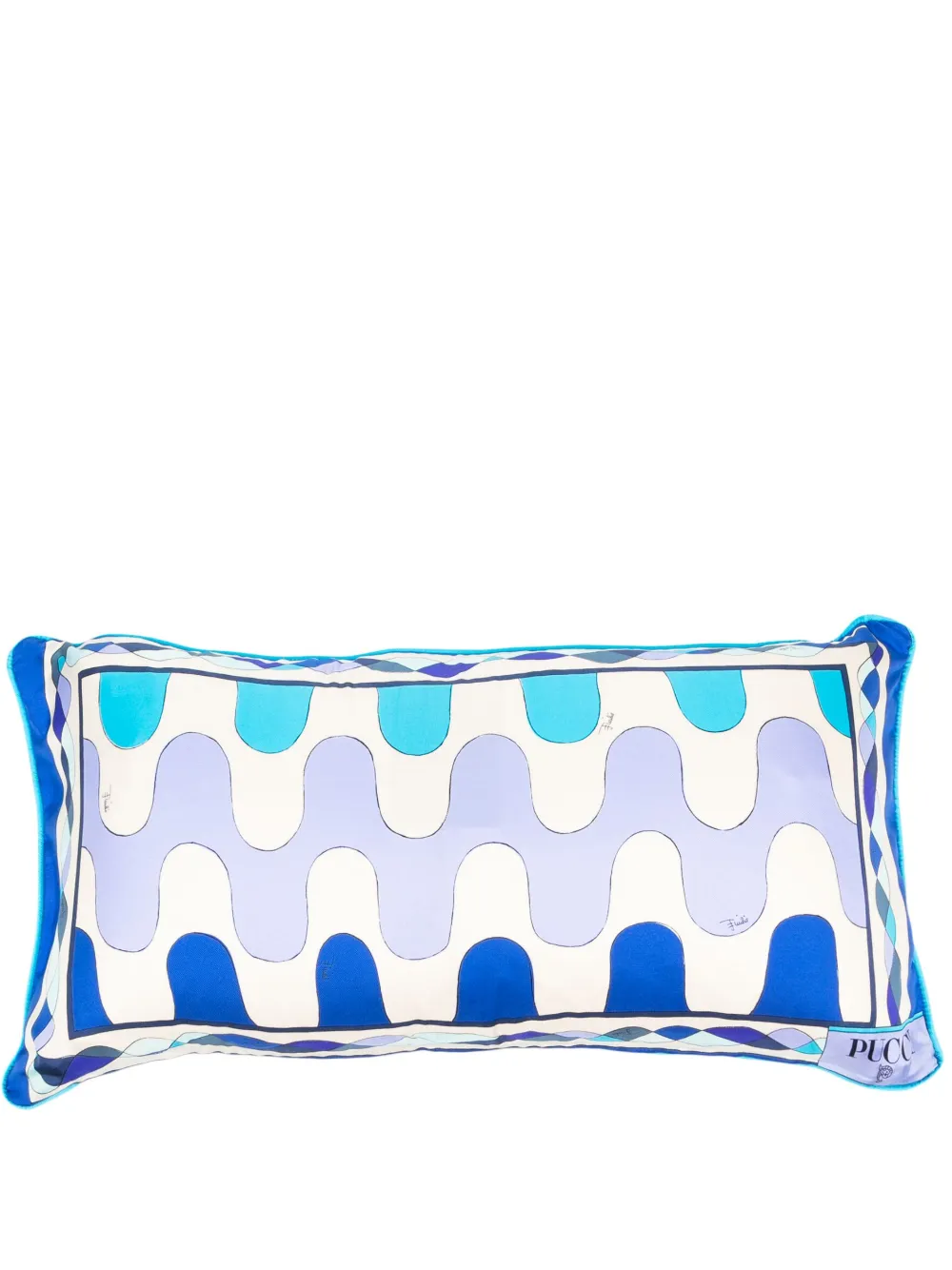 PUCCI Fiamme-print silk-twill cushion | Blue | Image 1