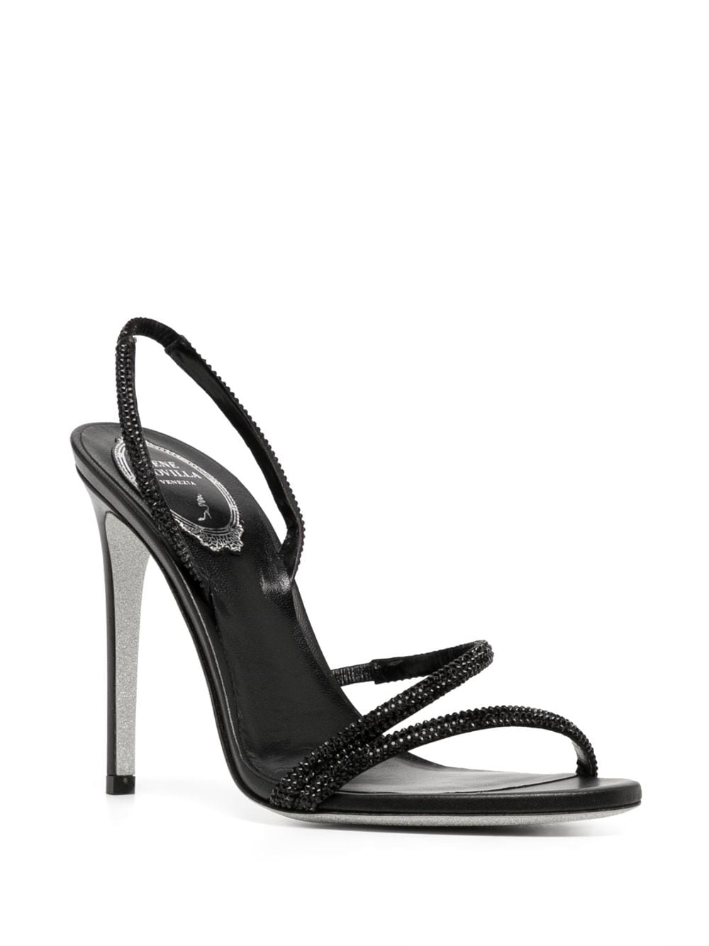 René Caovilla Open-toe Crystal-embellished Sandals In Schwarz | ModeSens