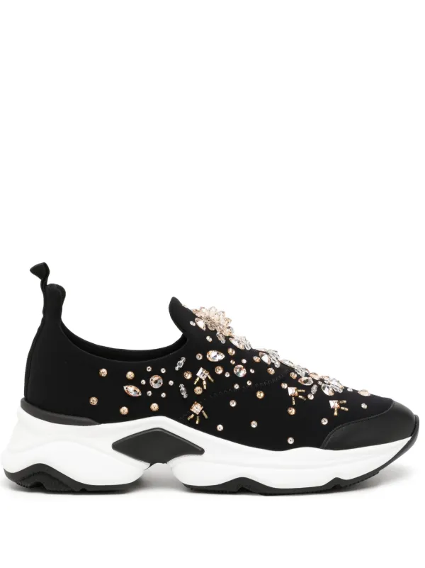 Rene Caovilla Morgana rhinestone embellished Sneakers Black FARFETCH