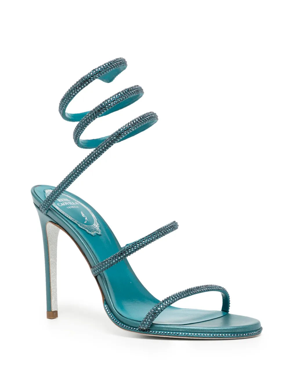 René Caovilla Cleo 95mm crystal-embellished sandals - Blauw