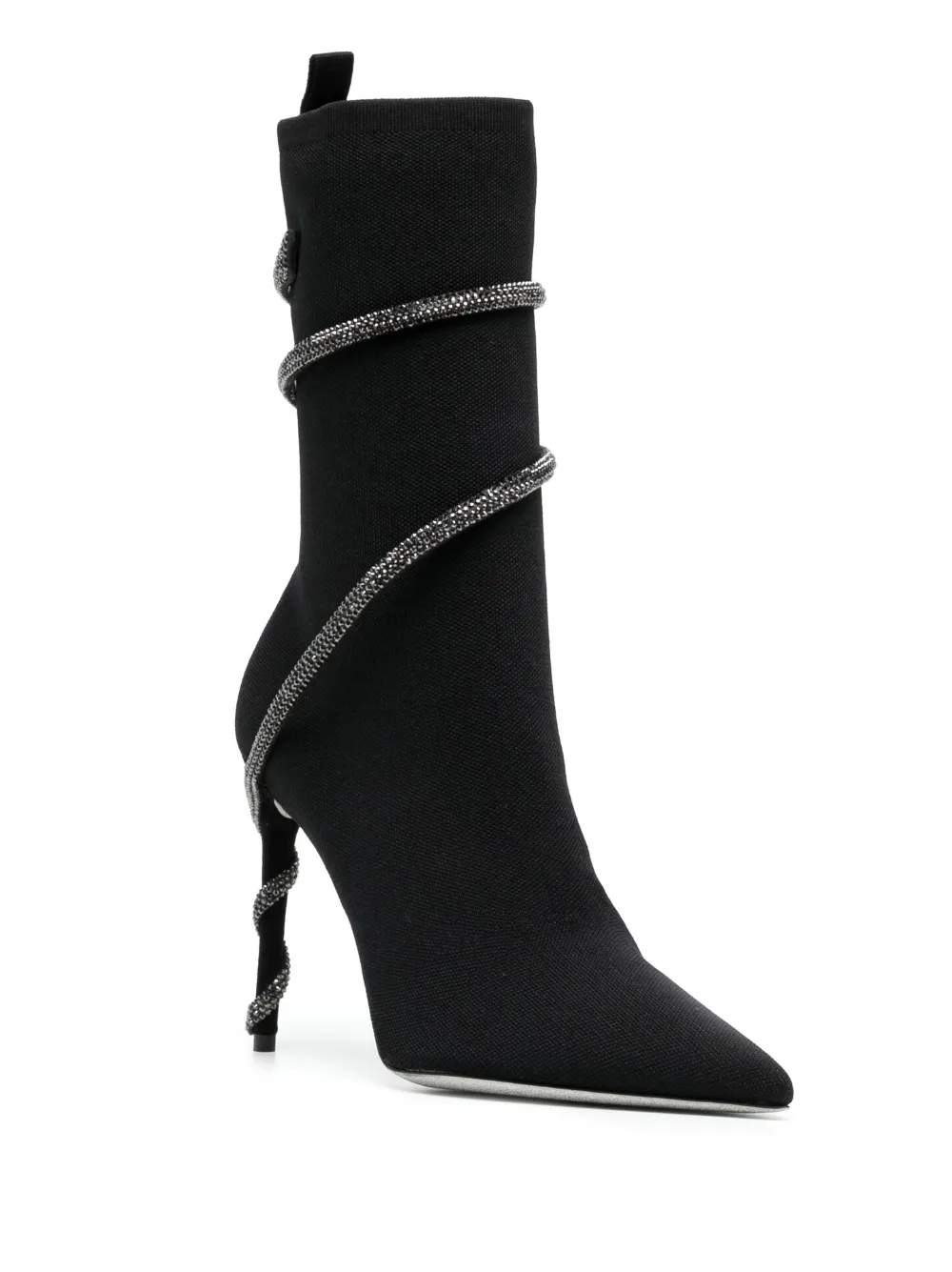 René Caovilla 90mm rhinestone-embellished ankle boots - Zwart