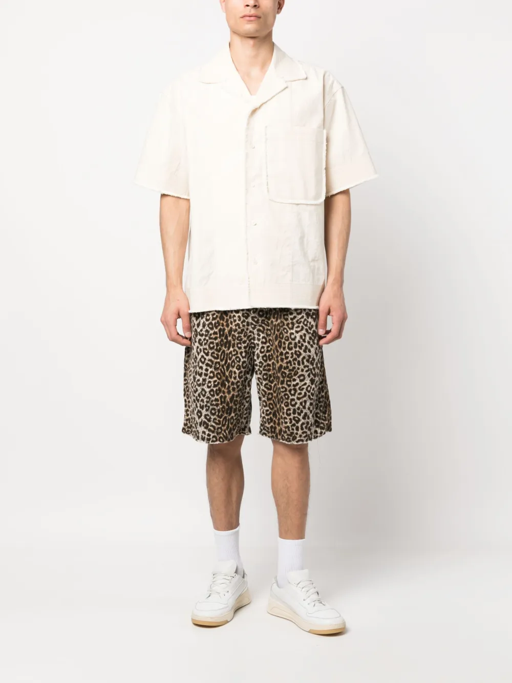 visvim leopard-print bermuda shorts - Beige