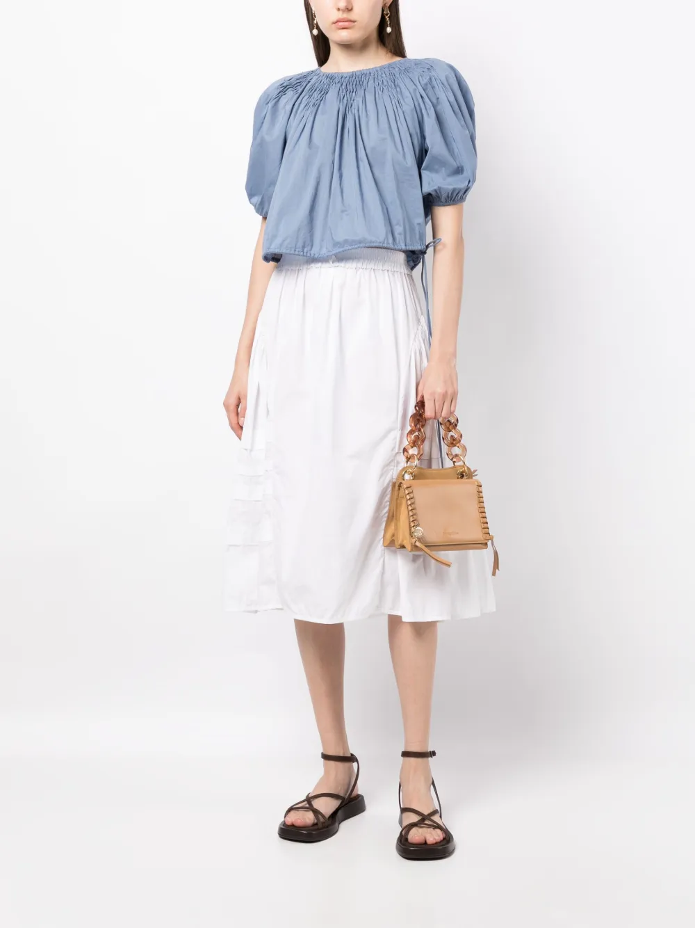 Merlette Gesmockte top - Blauw