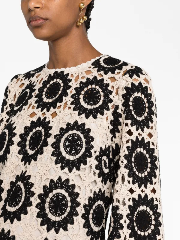 zimmermann ginger crochet dress Zimmermann Ginger Lace Midi Dress in Cream,Black