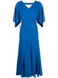 Victoria Beckham draped-sleeve midi dress - Blue