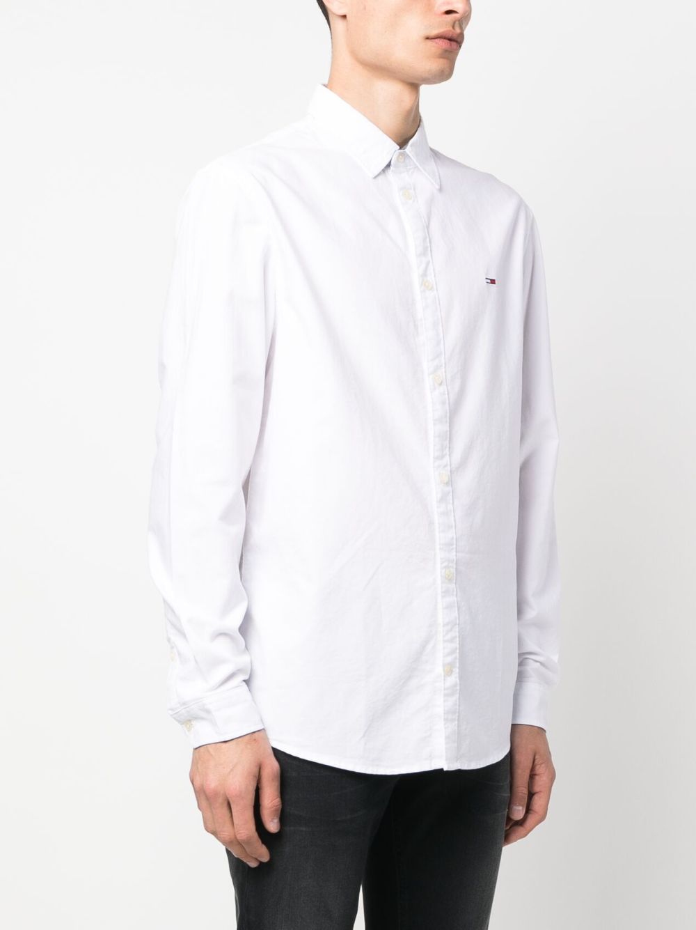 Shop Tommy Jeans Long-sleeve Cotton Shirt In White