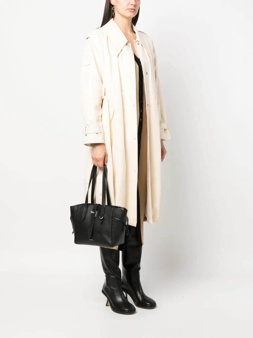 Furla medium Net leather bag - Zwart