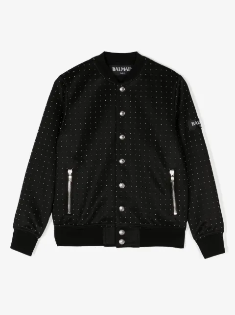 Balmain Kids micro-dot print bomber jacket