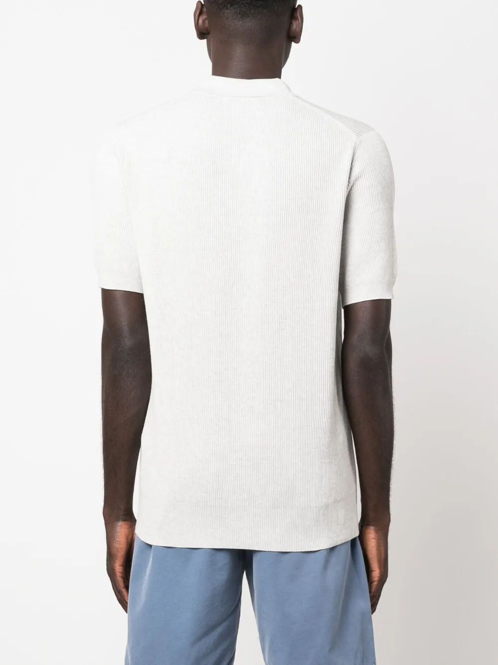 Brunello Cucinelli Cotton Knit Polo Shirt In Grey
