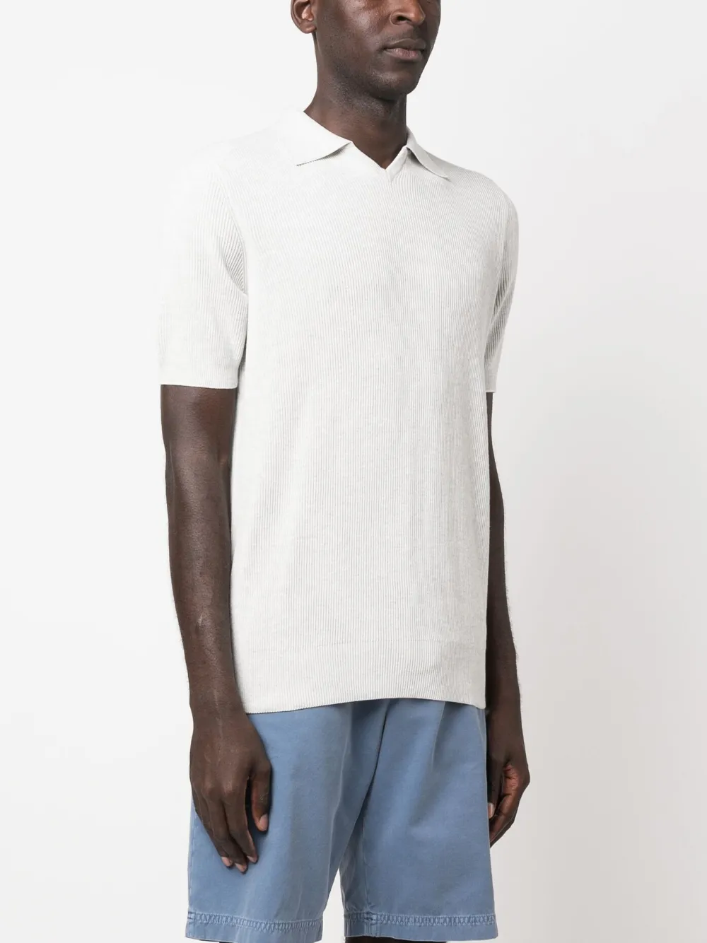 Brunello Cucinelli Cotton Knit Polo Shirt In Grey