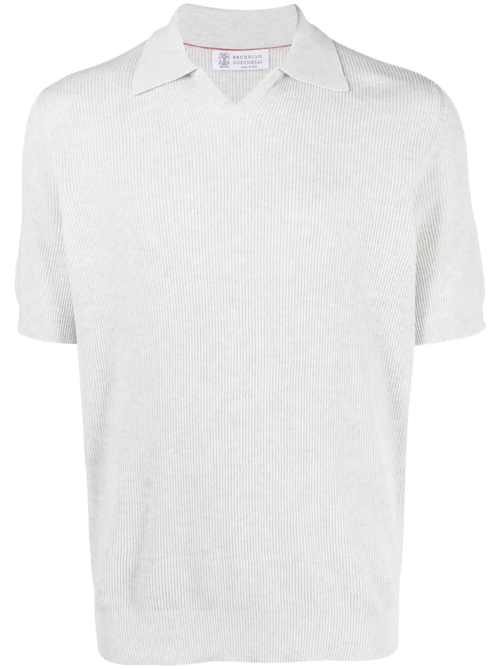 Brunello Cucinelli Cotton Knit Polo Shirt In Grey